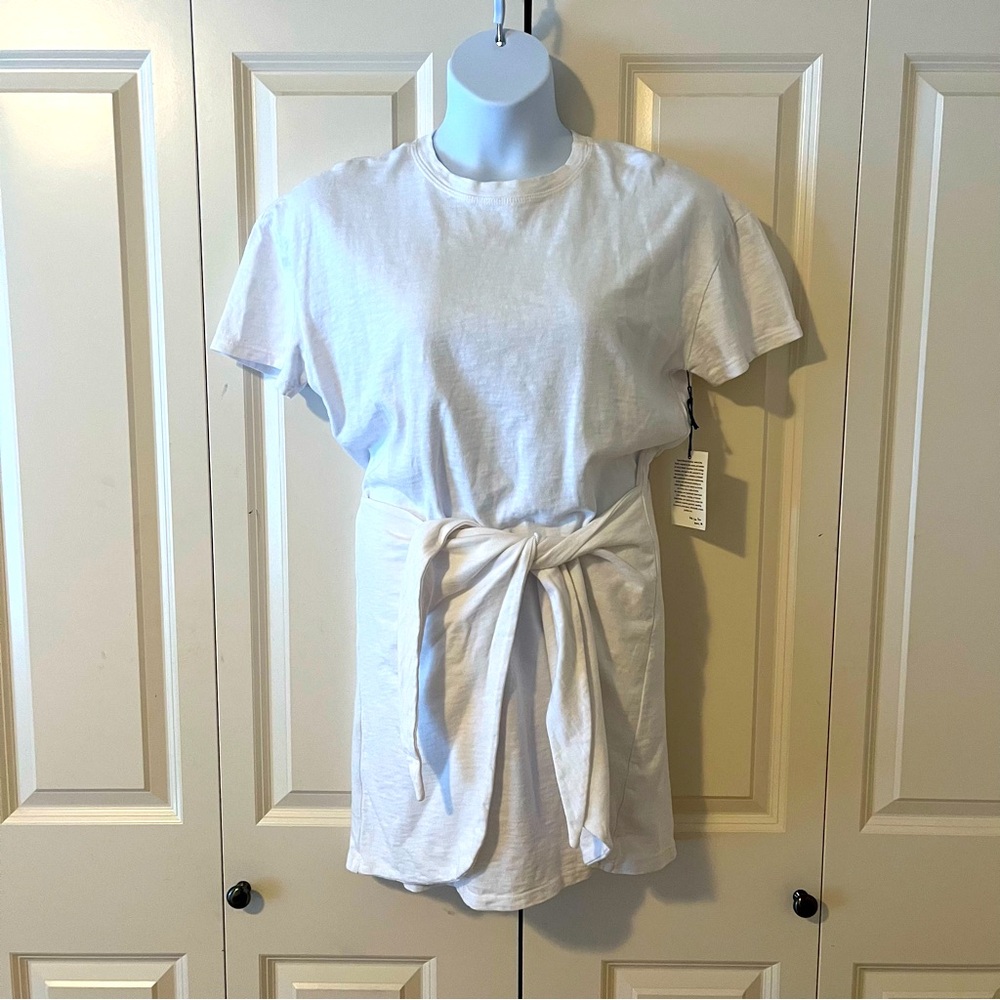 NWT Electric & Rose Bobby Tie Front Slub T-Shirt dress white size XL